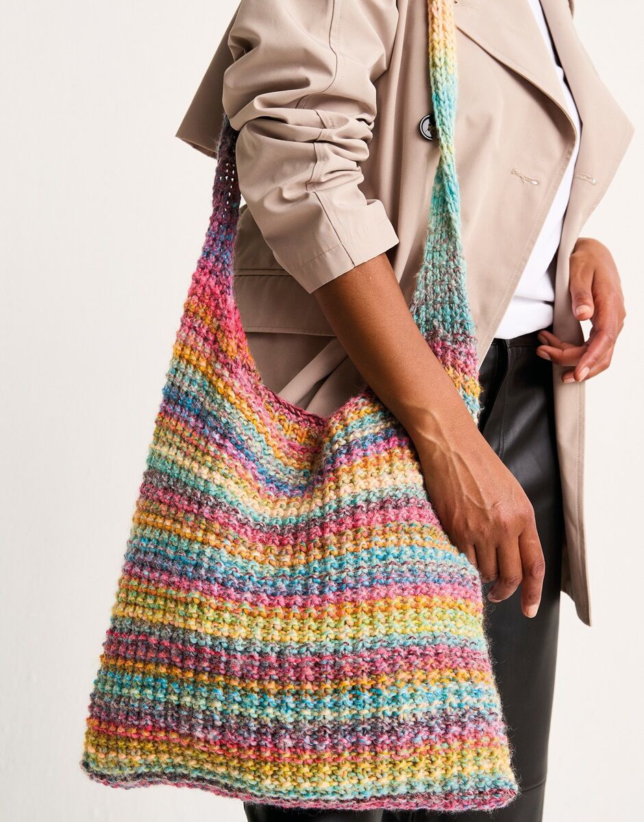 Sirdar Rippled Mineral Bag Knitting Pattern in Jewelspun With Wool Chunky, finished design example