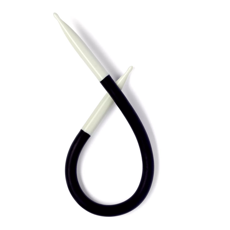 Prym YOGA 7mm cable-stitch needle showing flexible shape-holding shaft