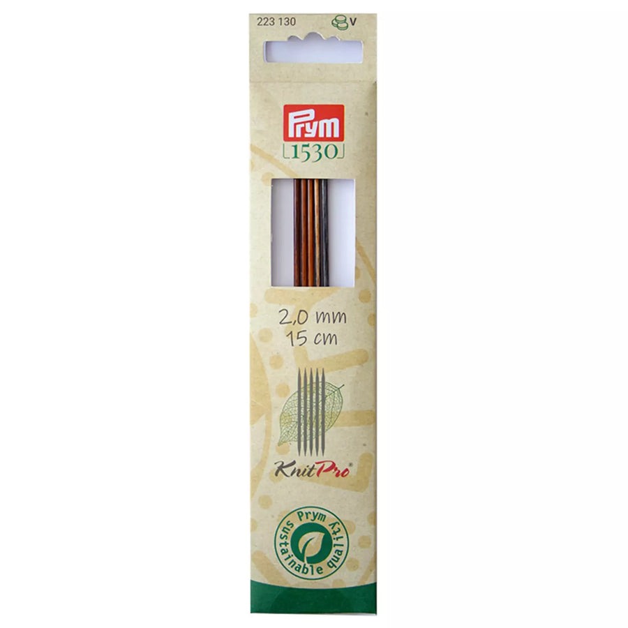 Prym KnitPro natural wood double-pointed knitting needles 15cm in 2mm package