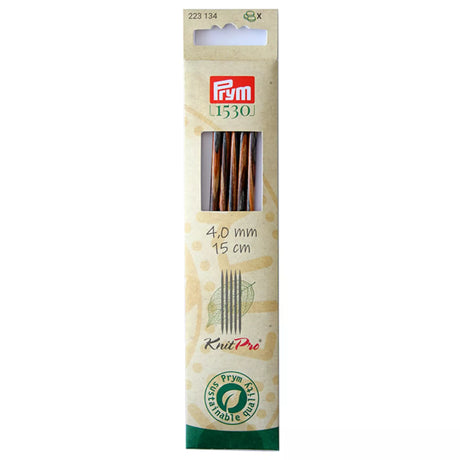 Prym KnitPro natural wood double-pointed needles 15cm in 4.00mm