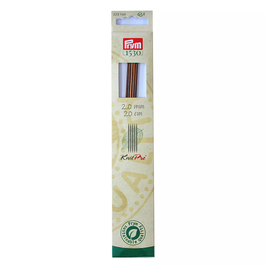 Prym KnitPro natural wood double-pointed knitting needles 20cm in 2mm package