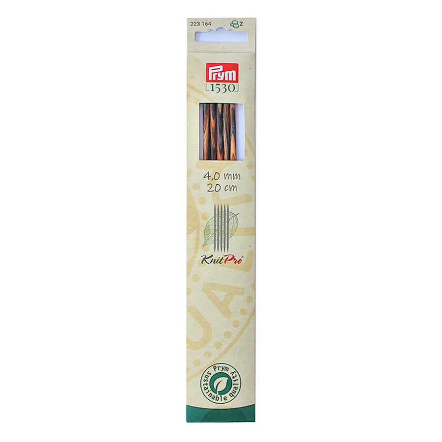 Prym KnitPro natural wood 20cm double-pointed knitting needles and packaging