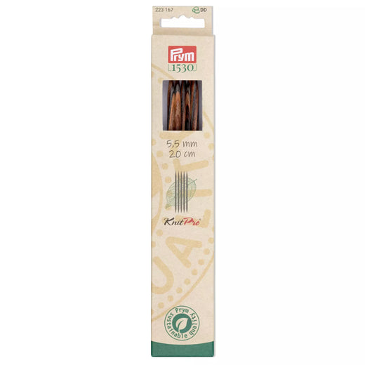 Prym KnitPro natural wood double-pointed needles 20cm in 5.50mm