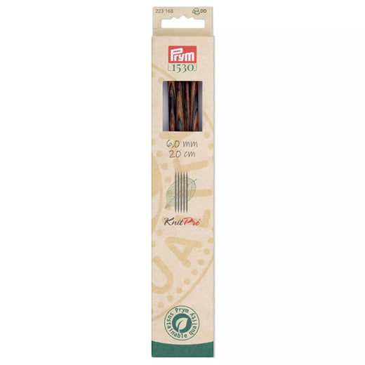 Prym KnitPro natural wood double-pointed needles 20cm in 6.00mm