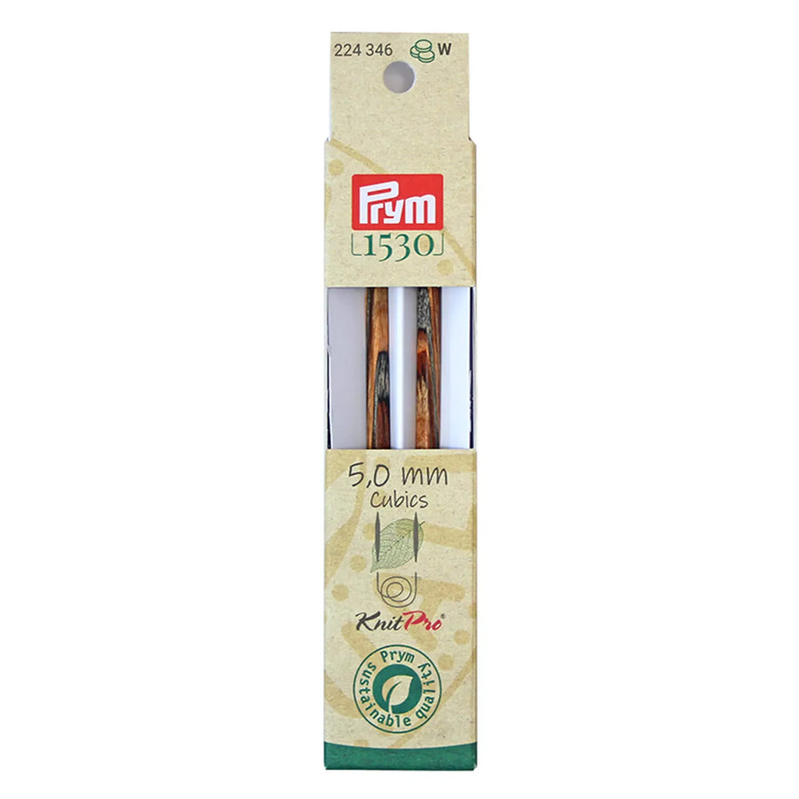 Prym KnitPro Natural Cubics 11.6cm interchangeable wooden needle tips in 5mm packaging