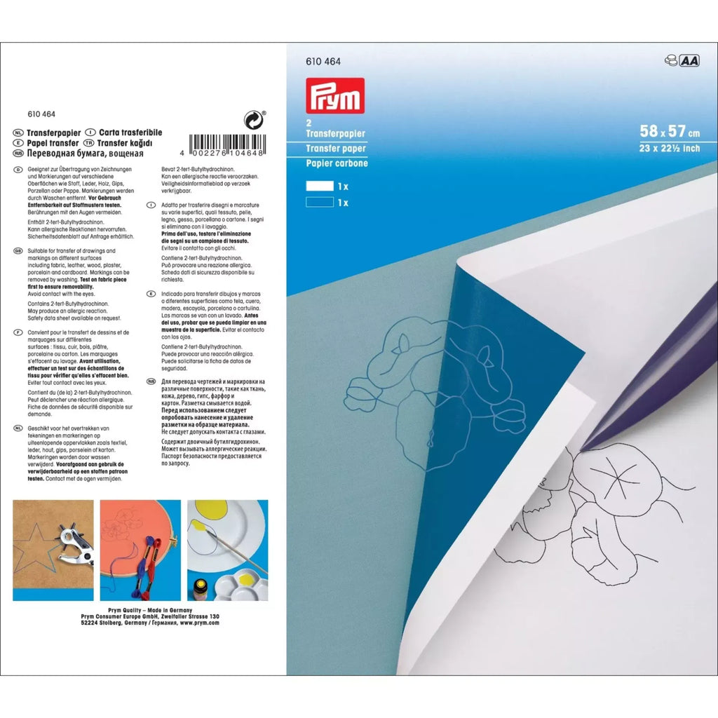 Prym Transfer Paper White/Blue – Versatile Sheets for Pattern Transfer & Marking