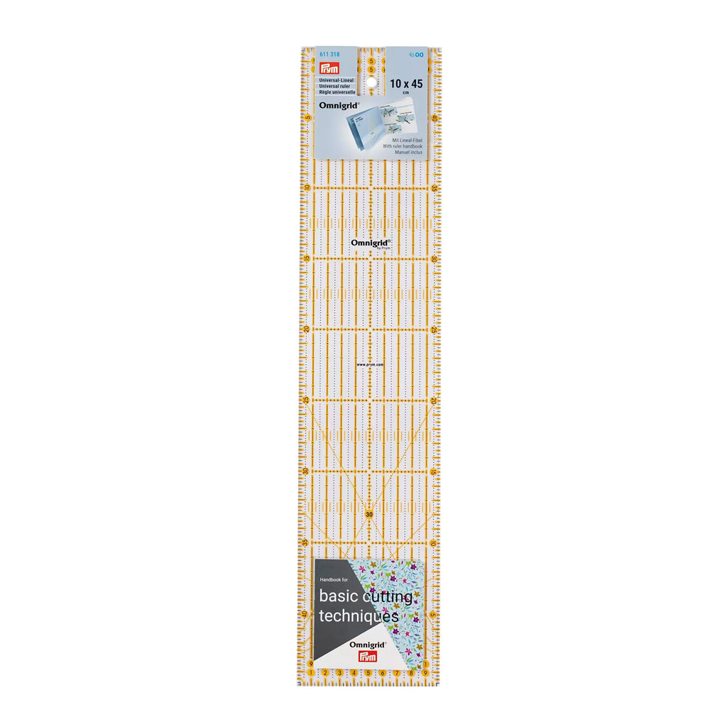 Prym Omnigrid Ruler 10 × 45 cm – Metric Universal Sewing & Quilting Ruler