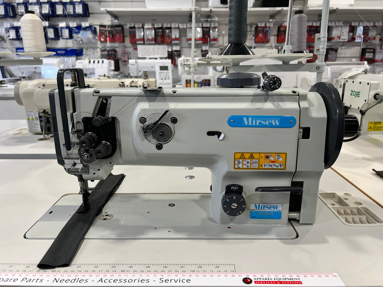 Front view of the Mirsew MS-1541S safety-clutch compound-feed sewing machine