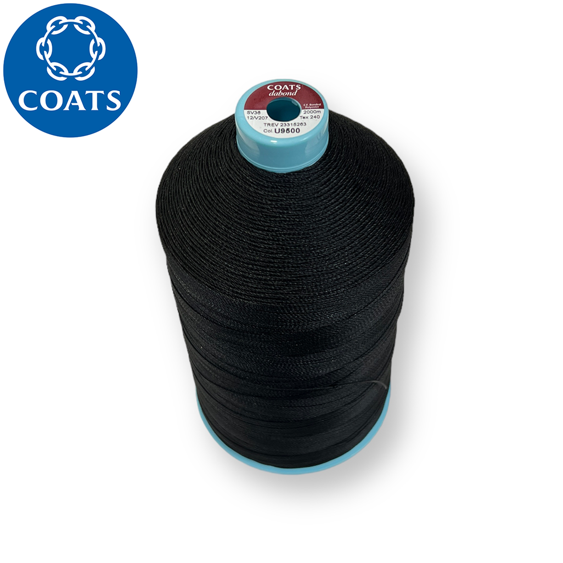 Coats branded Dabond V207 black 2000m industrial thread cone