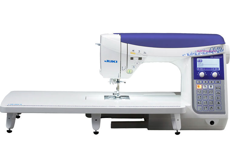 Juki DX-2000QVP sewing and quilting machine with extension table, front view