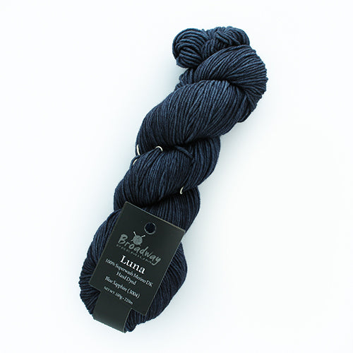 Broadway Luna Blue Sapphire hand-dyed superfine merino DK yarn