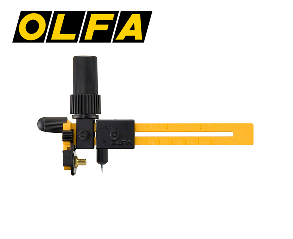 OLFA CMP-3 yellow rotary compass cutter for fabric circles