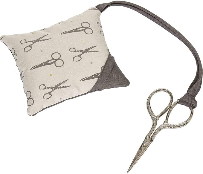 Prym Cotton Pin Cushion with Scissors Motif – Grey