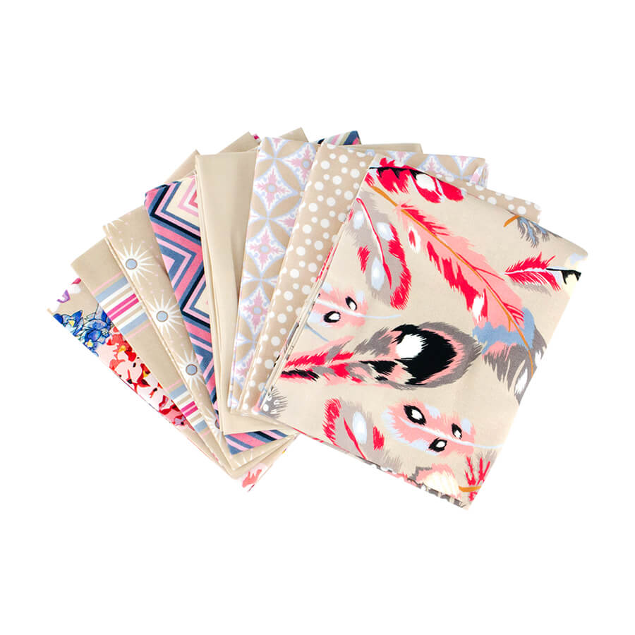 Gütermann Portofino Taupe eight-piece cotton fat quarter bundle