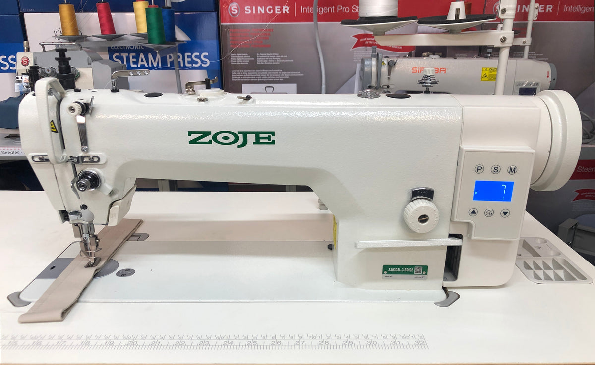 Extended working arm on the Zoje ZJ0303L-3-BD walking-foot machine