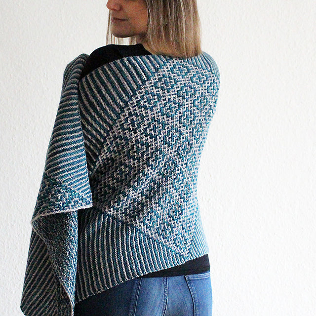 Afternoon in Lisbon shawl knitted in Malabrigo Mechita