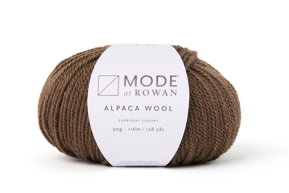 MODE at Rowan Alpaca Wool DK 8 ply yarn in Walnut 016 for the Sylvie cable vest
