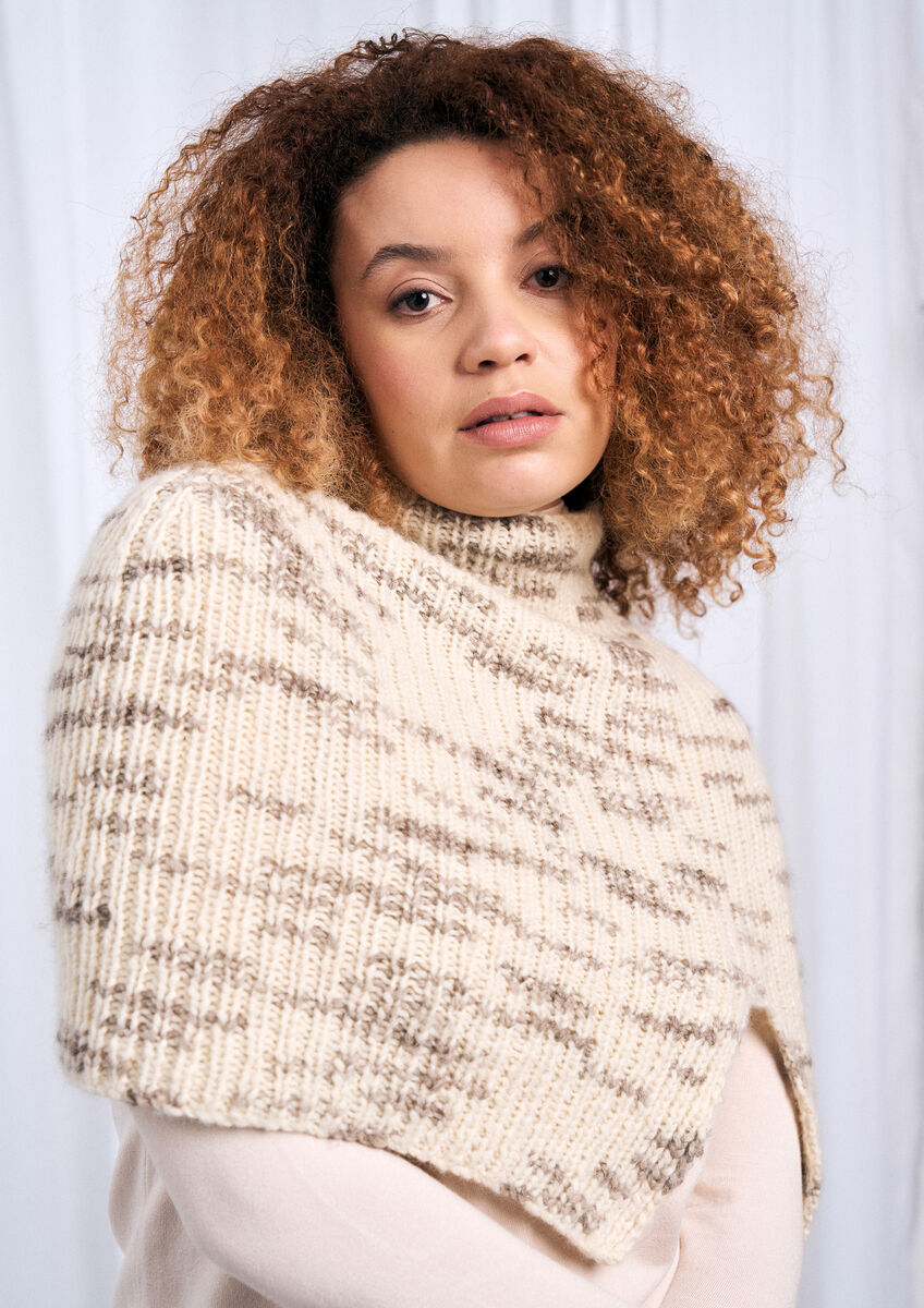 Mode at Rowan Archer Colourmix ribbed poncho knitting pattern MIP90