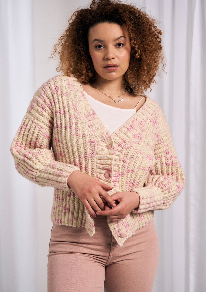Mode at Rowan Aries Colourmix V neck cardigan knitting pattern MIP88