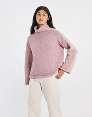 Wool and the Gang Audrey Sweater Knitting Pattern for Alpachino Merino, finished design example