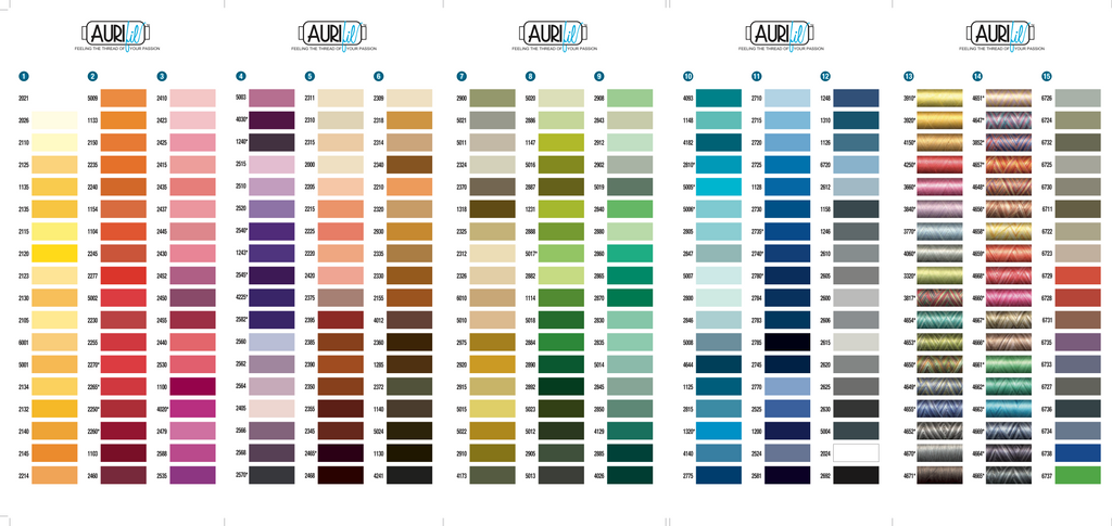 Aurifil 50 100% Cotton Thread - 1300m Cones - Popular Colours