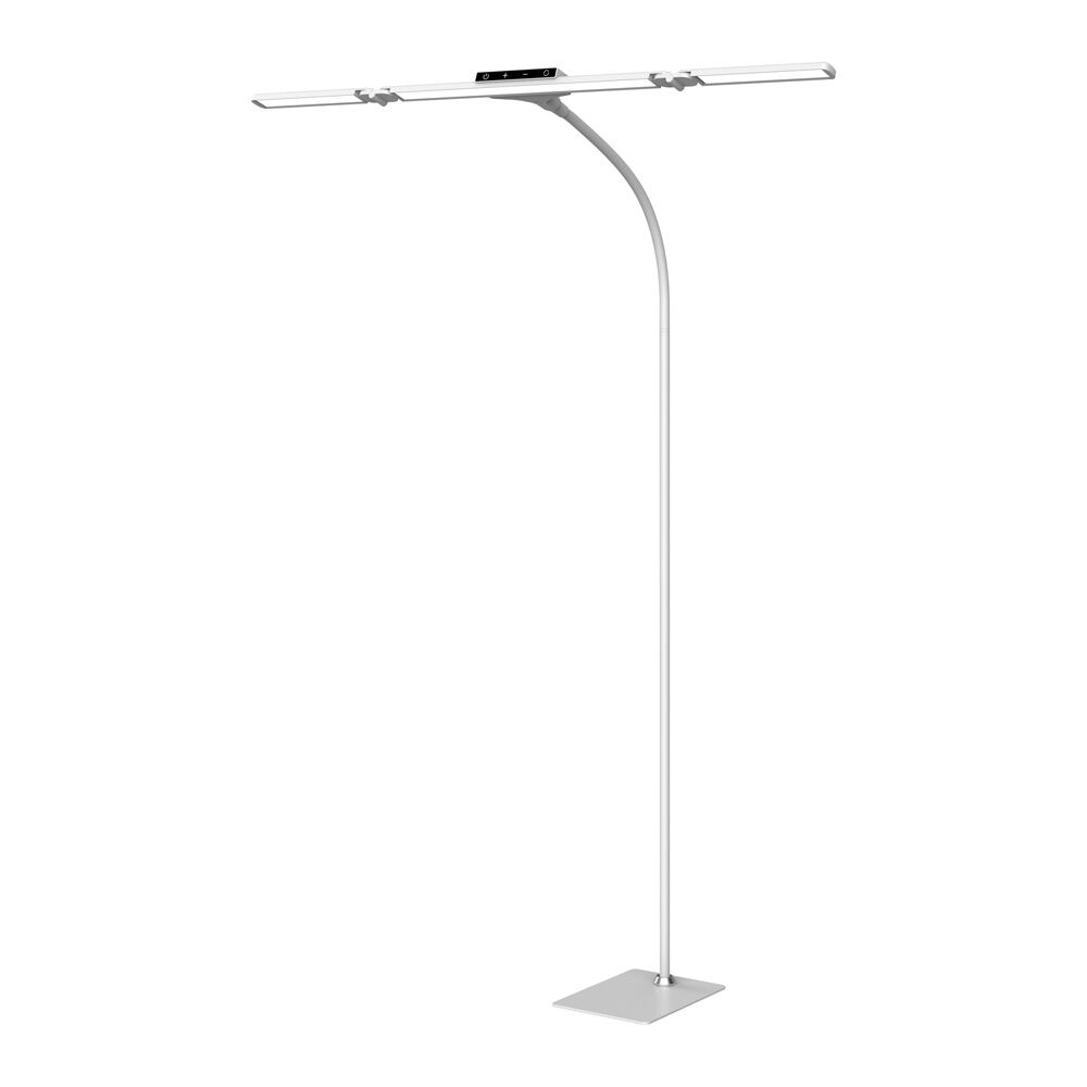 White Triumph Tri-Lux Pro shown in its floor, desk and clamp configurations