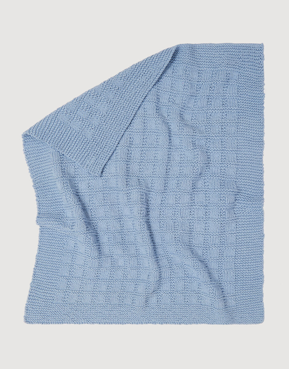 Wool and the Gang Bluebird Blanket Knitting Pattern for The One Cotton, finished design example