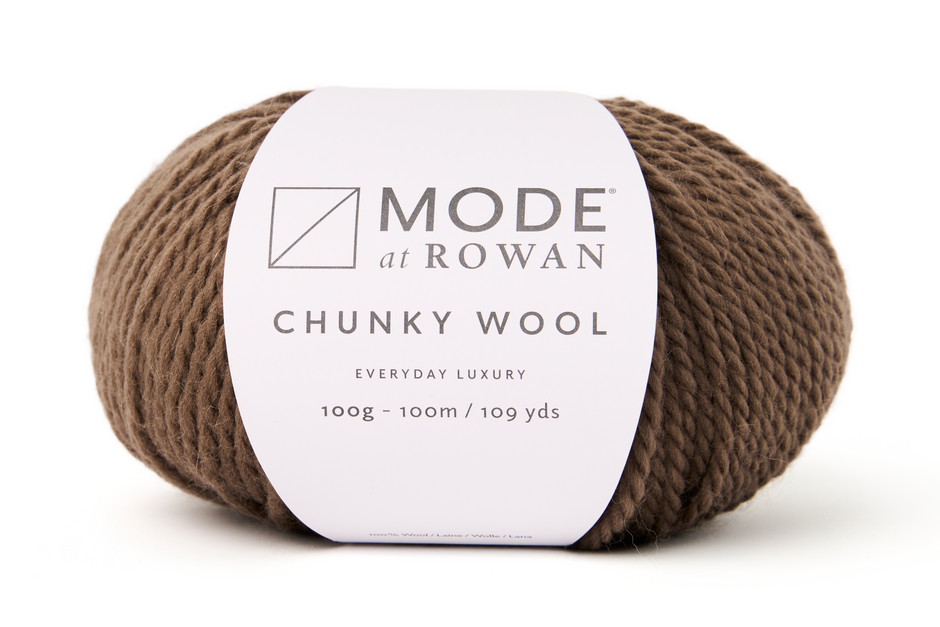 MODE at Rowan Chunky Wool 12 ply yarn in Mocha 013 for the Daphne hat and bib