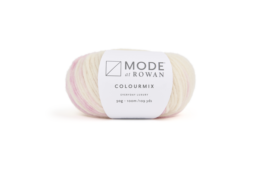 MODE at Rowan Colourmix Aran knitting yarn in Blush Pinks 105, the photographed shade used for the Aries cardigan