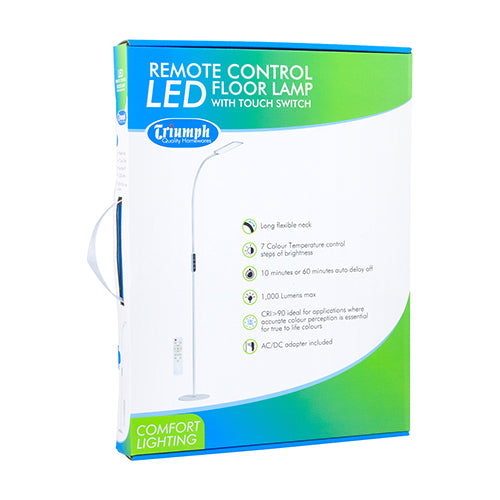Triumph HB001.W remote-control LED floor lamp retail packaging