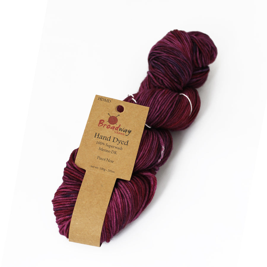 Broadway Hand-Dyed Merino DK yarn colour 301 Pinot Noir