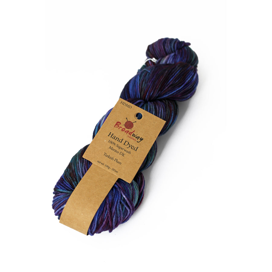 Broadway Hand-Dyed Merino DK yarn colour 325 Turkish Plum