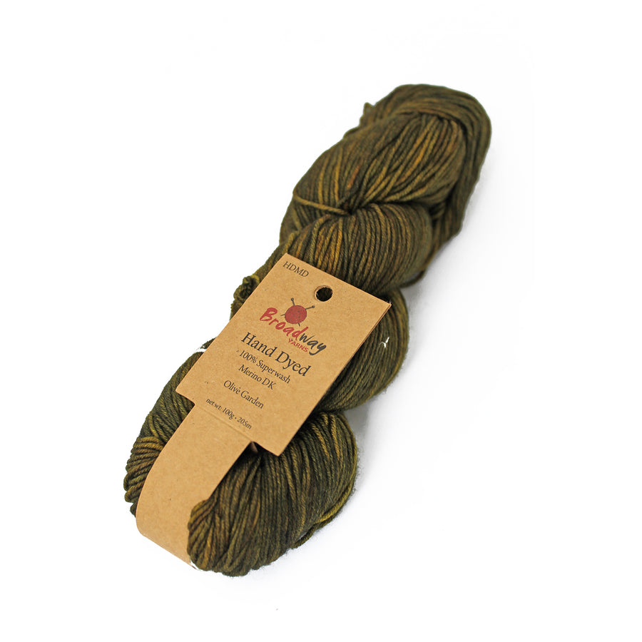 Broadway Hand-Dyed Merino DK yarn colour 327 Olive Garden