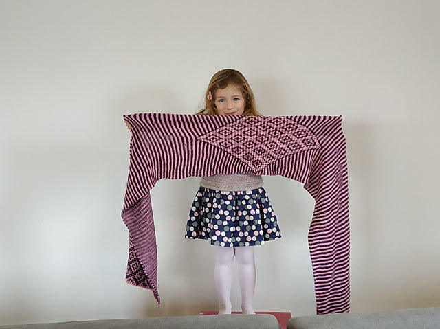 Hand-knit Malabrigo Mechita project showing its single-ply texture