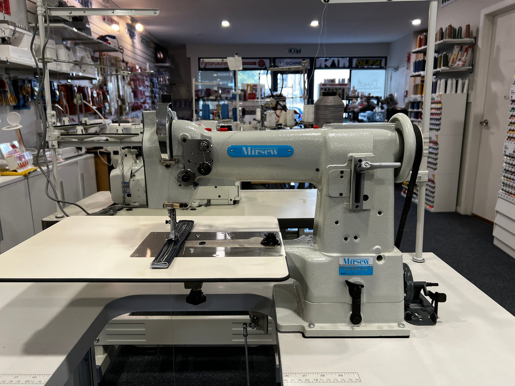 Mirsew Cylinder Arm Walking Foot Sewing Machine with Flat Bed Insert
