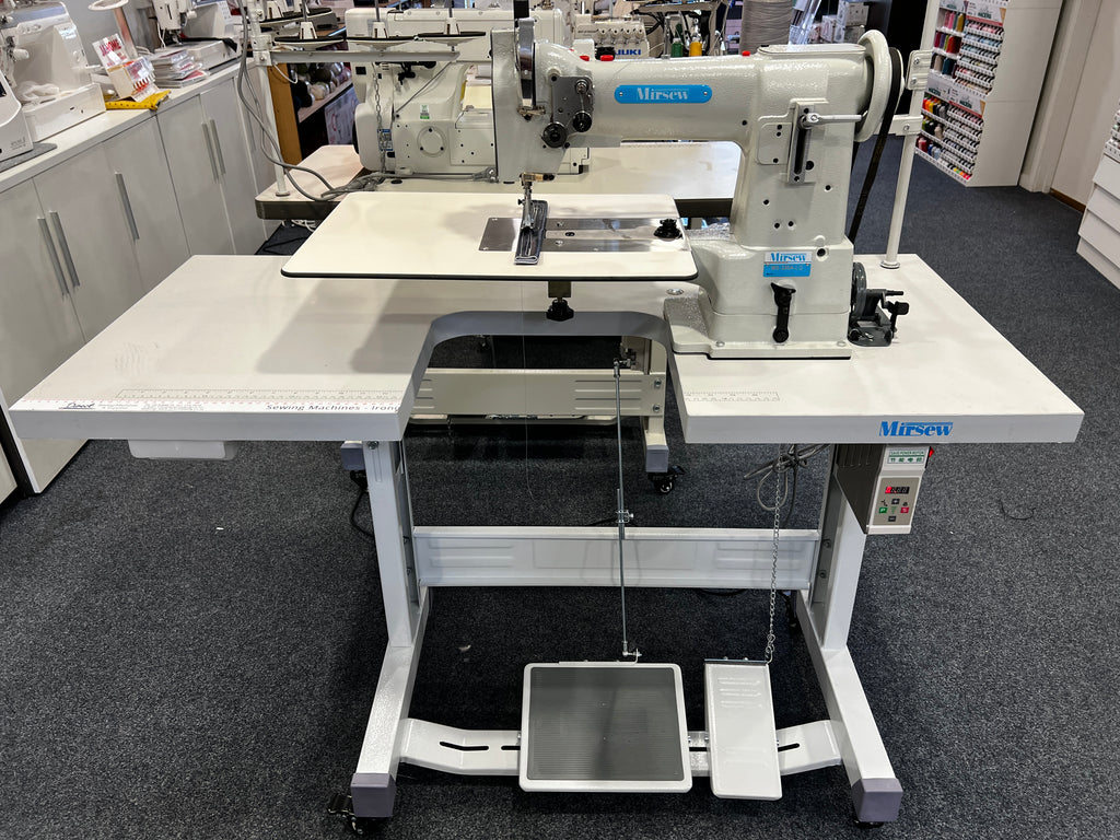 Mirsew Cylinder Arm Walking Foot Sewing Machine with Flat Bed Insert