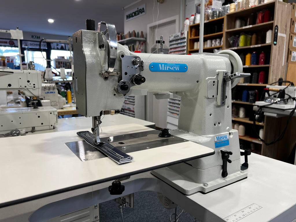 Mirsew Cylinder Arm Walking Foot Sewing Machine with Flat Bed Insert