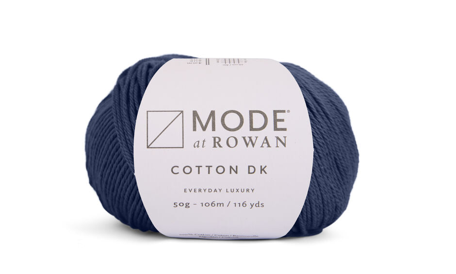 MODE at Rowan Cotton DK yarn in Sapphire shade 015
