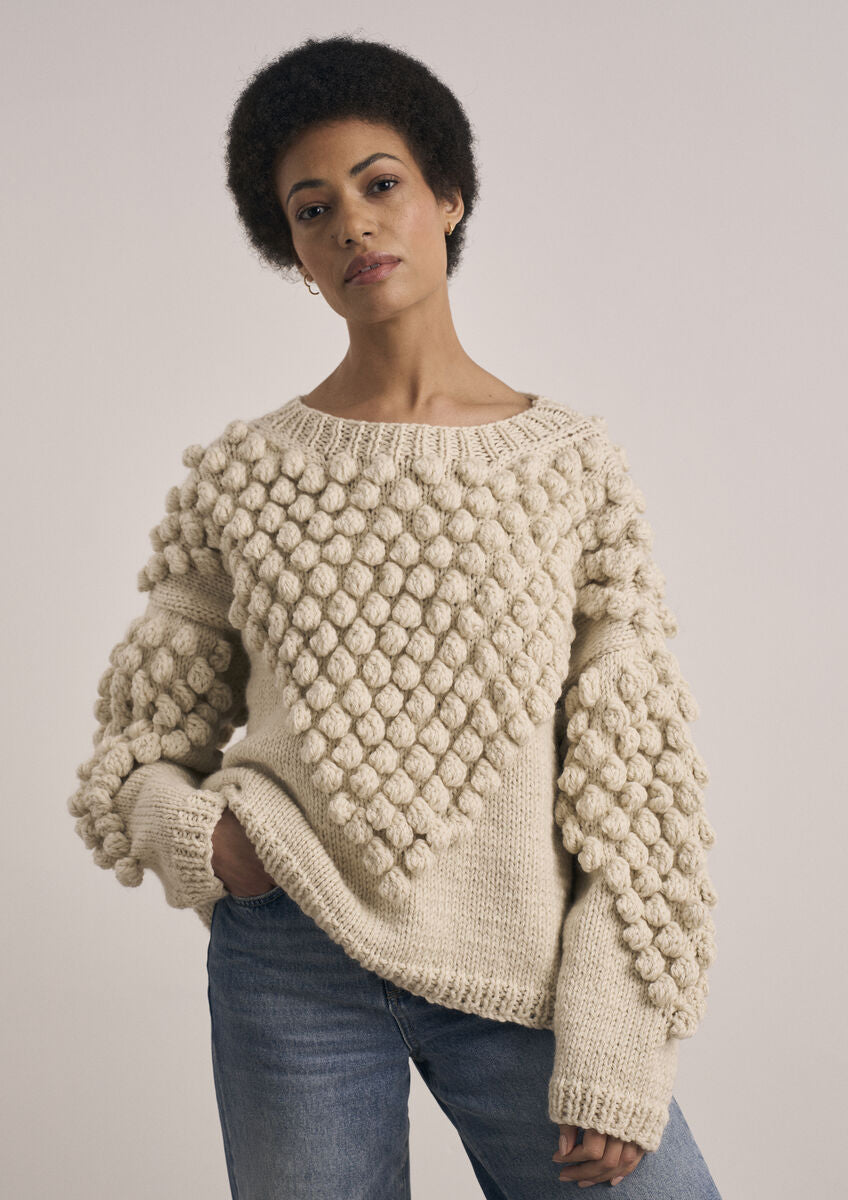 Mode at Rowan Sheringham Chunky Wool bobble sweater knitting pattern