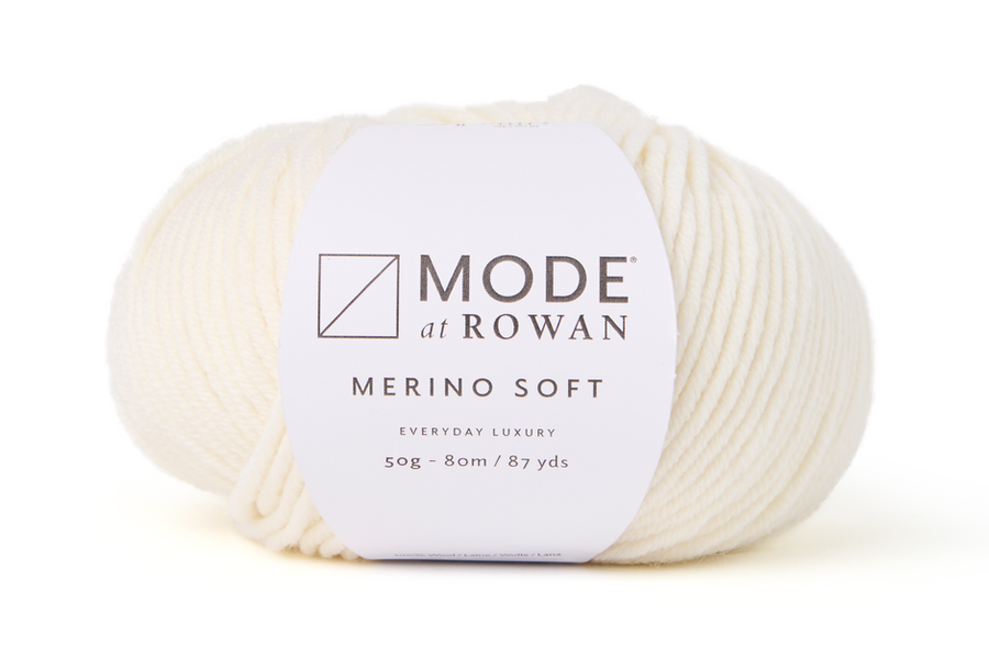 MODE at Rowan Merino Soft yarn in Snow shade 017 used for the Oakley cable vest