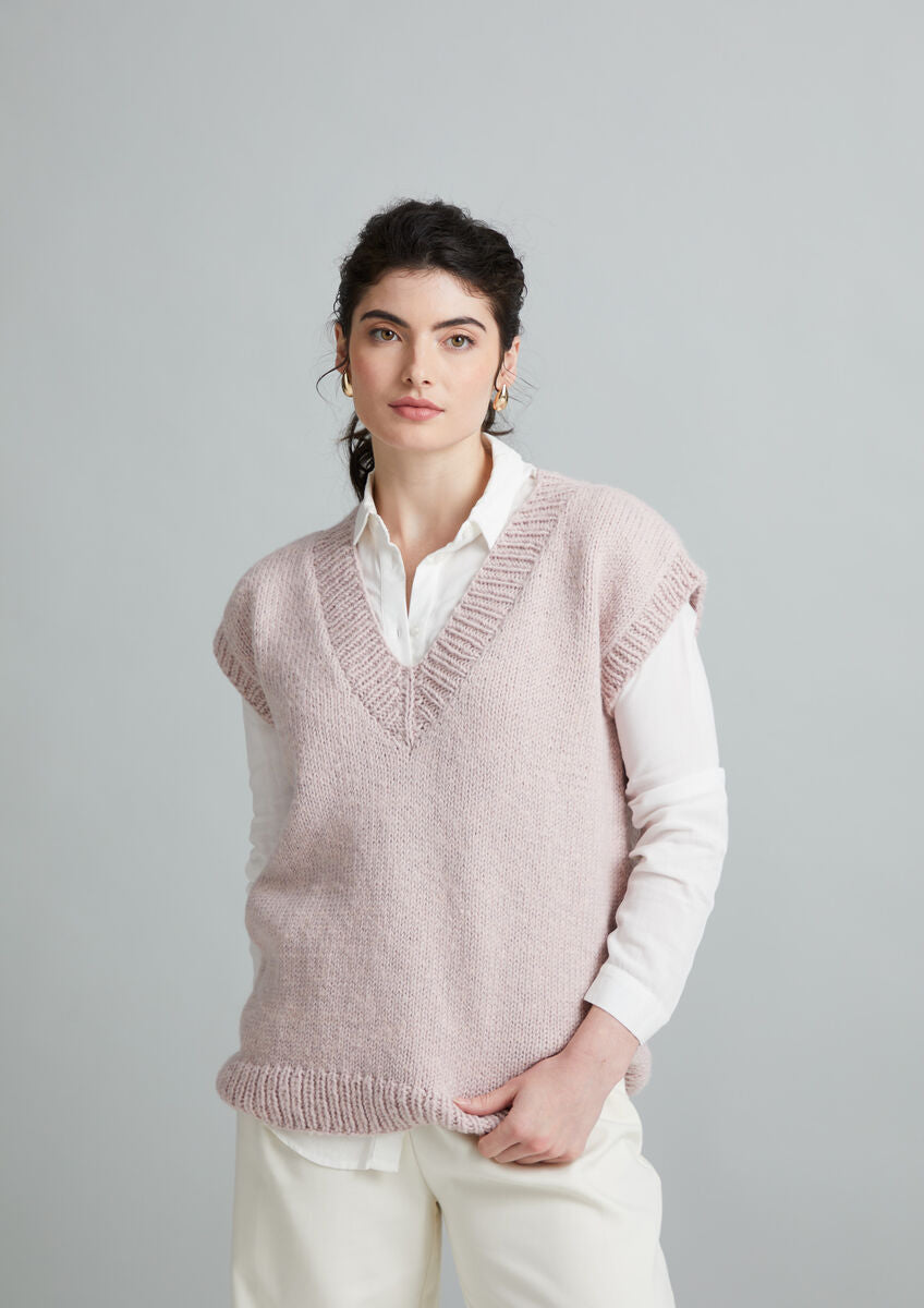 Mode at Rowan Mirabelle Merino Soft and Alpaca Haze vest knitting pattern MIP83