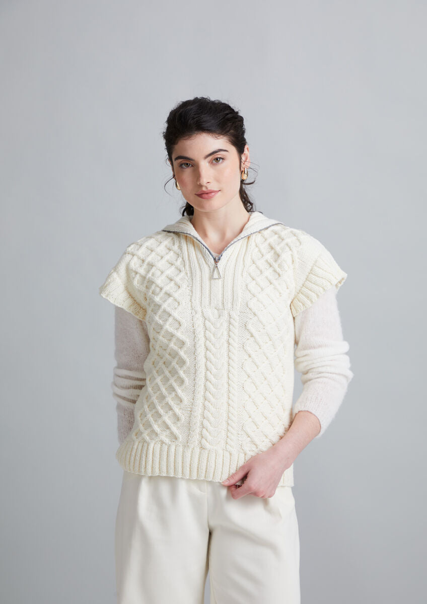 Mode at Rowan Oakley Merino Soft cable vest knitting pattern MIP82
