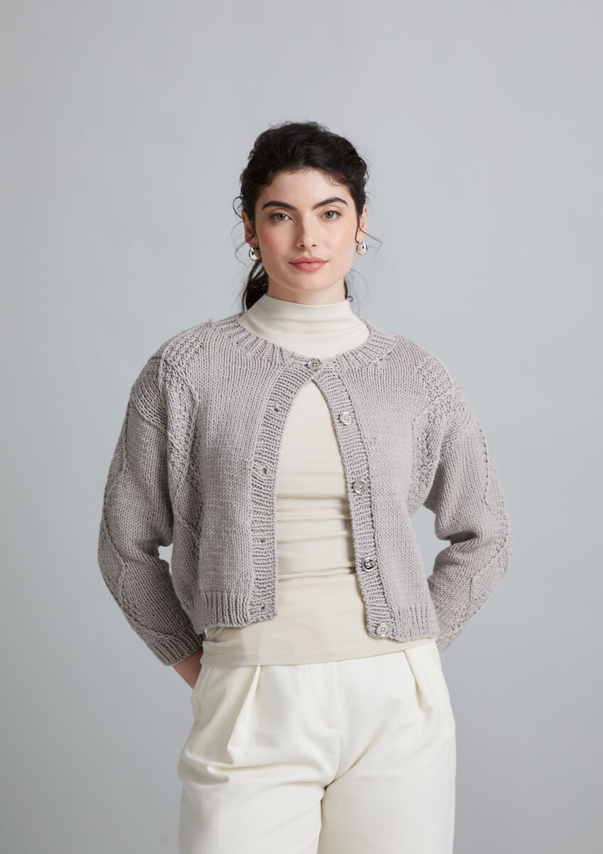 Mode at Rowan Perrin Merino Soft cropped cardigan knitting pattern MIP84