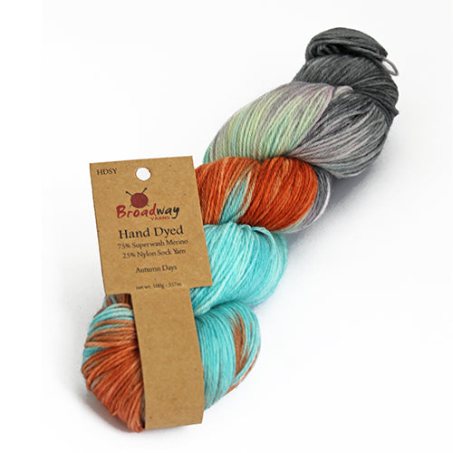 Broadway Hand-Dyed Sock Yarn colour 203 Autumn Days