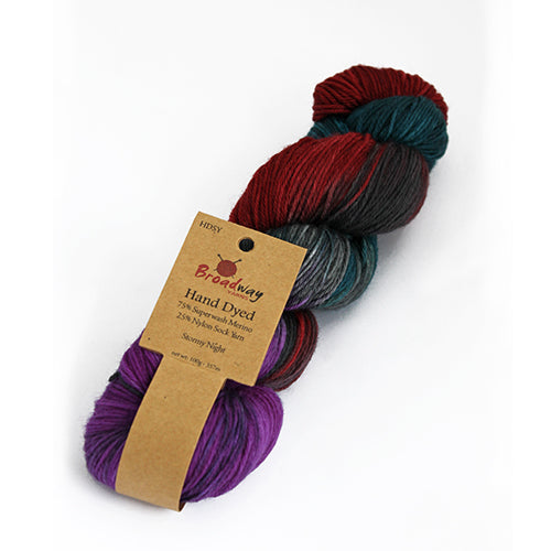 Broadway Hand-Dyed Sock Yarn Stormy Night multicolour 4 ply skein