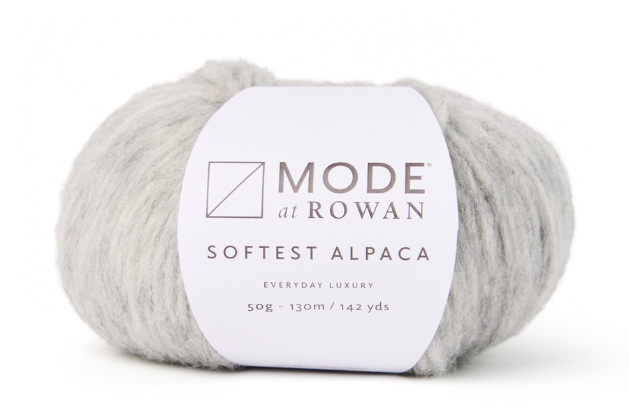 MODE at Rowan Softest Alpaca Aran 10 ply yarn in Pebble 013 used for the Kayla snood