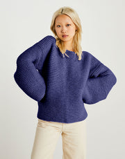 Wool and the Gang Sunrise Sweater Knitting Pattern for Alpachino Merino, finished design example