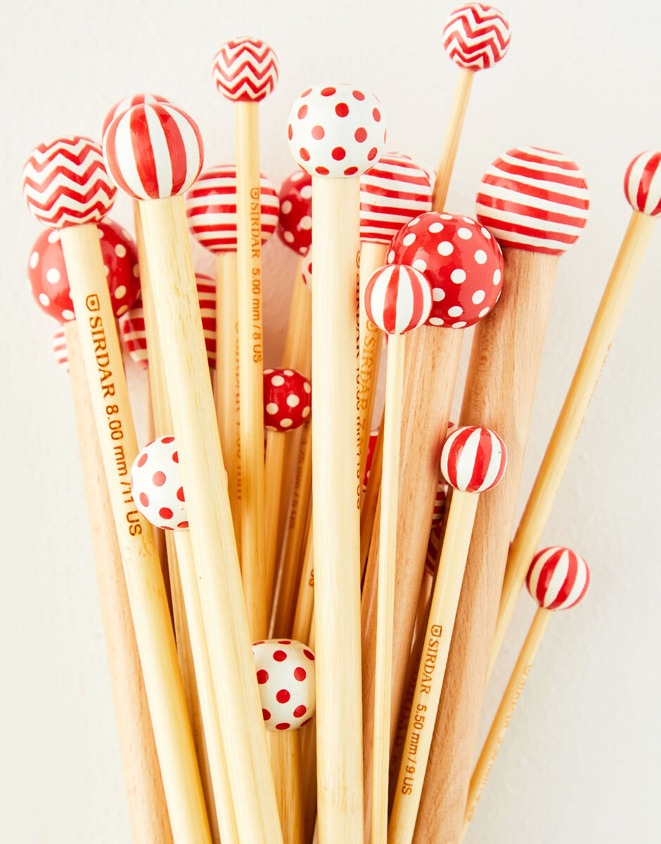 Sirdar hand-painted bamboo single-point knitting needles in assorted sizes