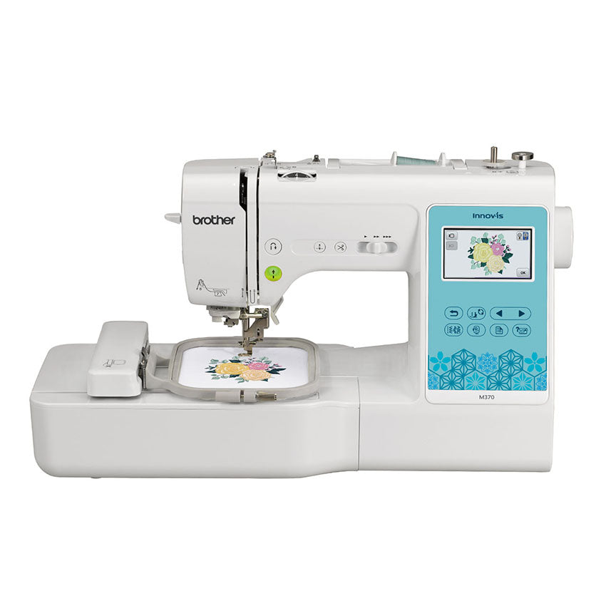 Brother Innov-is M370 sewing, quilting and embroidery machine with hoop, front view
