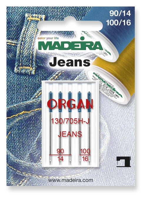 Madeira 9457 Jeans Needles assorted pack with sizes 90/14 and 100/16